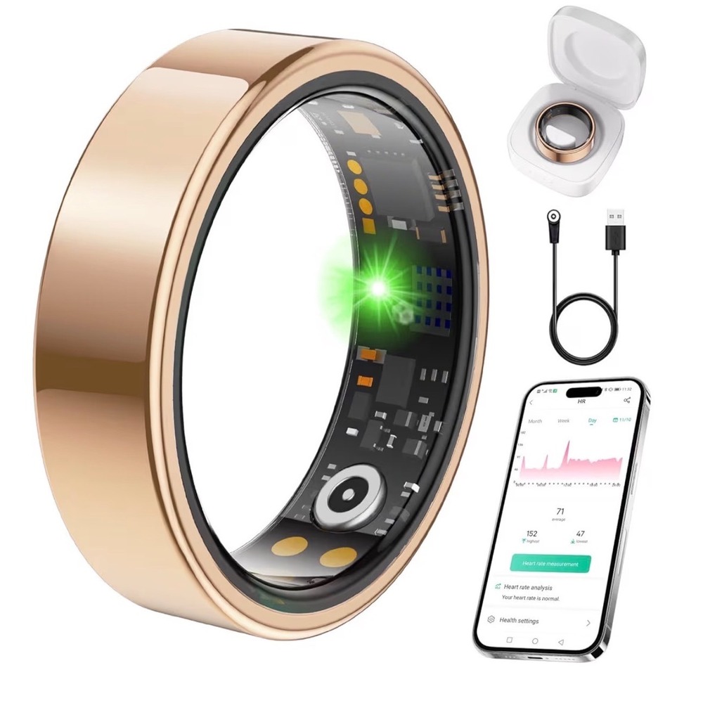 Generic Smart Health Tracker Ring Size 8 Rose Gold Heart Rate Sleep Monitor
